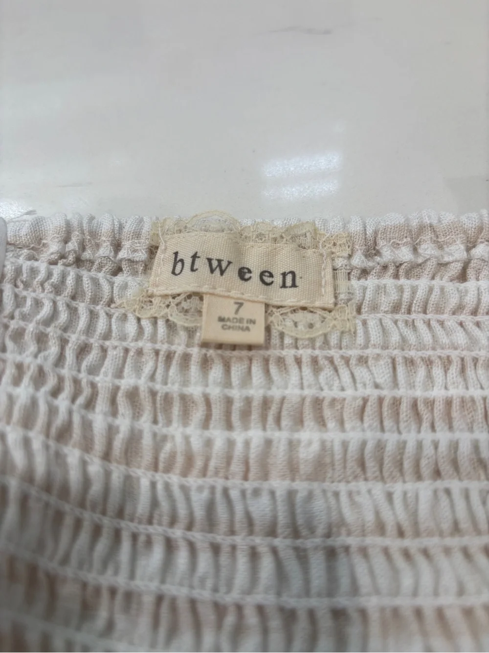 btween NWOT Khaki White Stripes Linen Matching Too Pants Size 7 - Picture 2 of 5